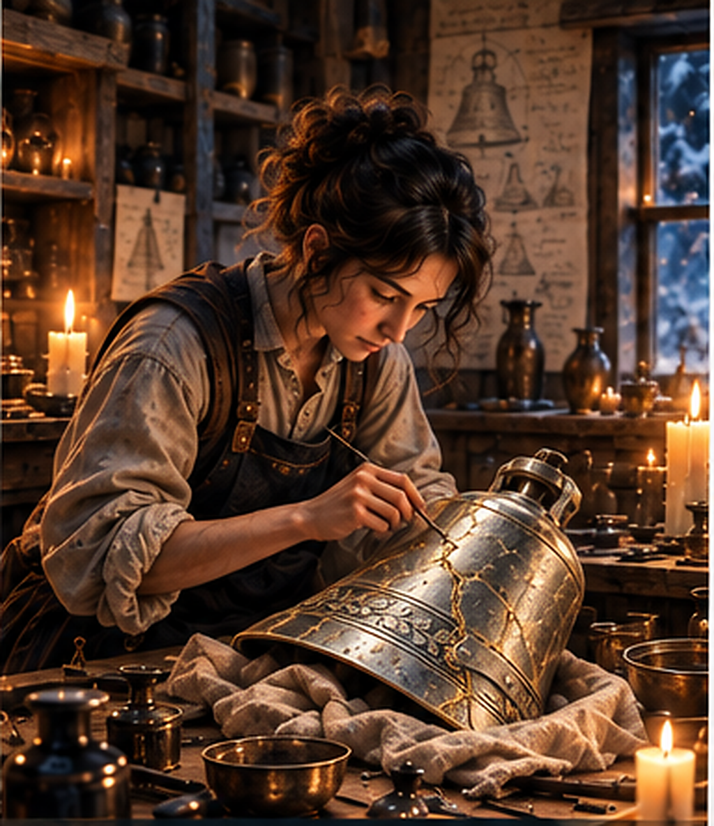 The House workshop during structural repair of the bell.