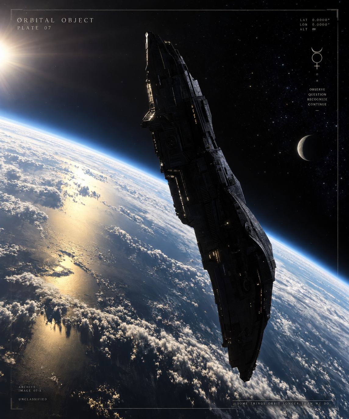 Archive-style orbital plate representing the active object associated with BK-01