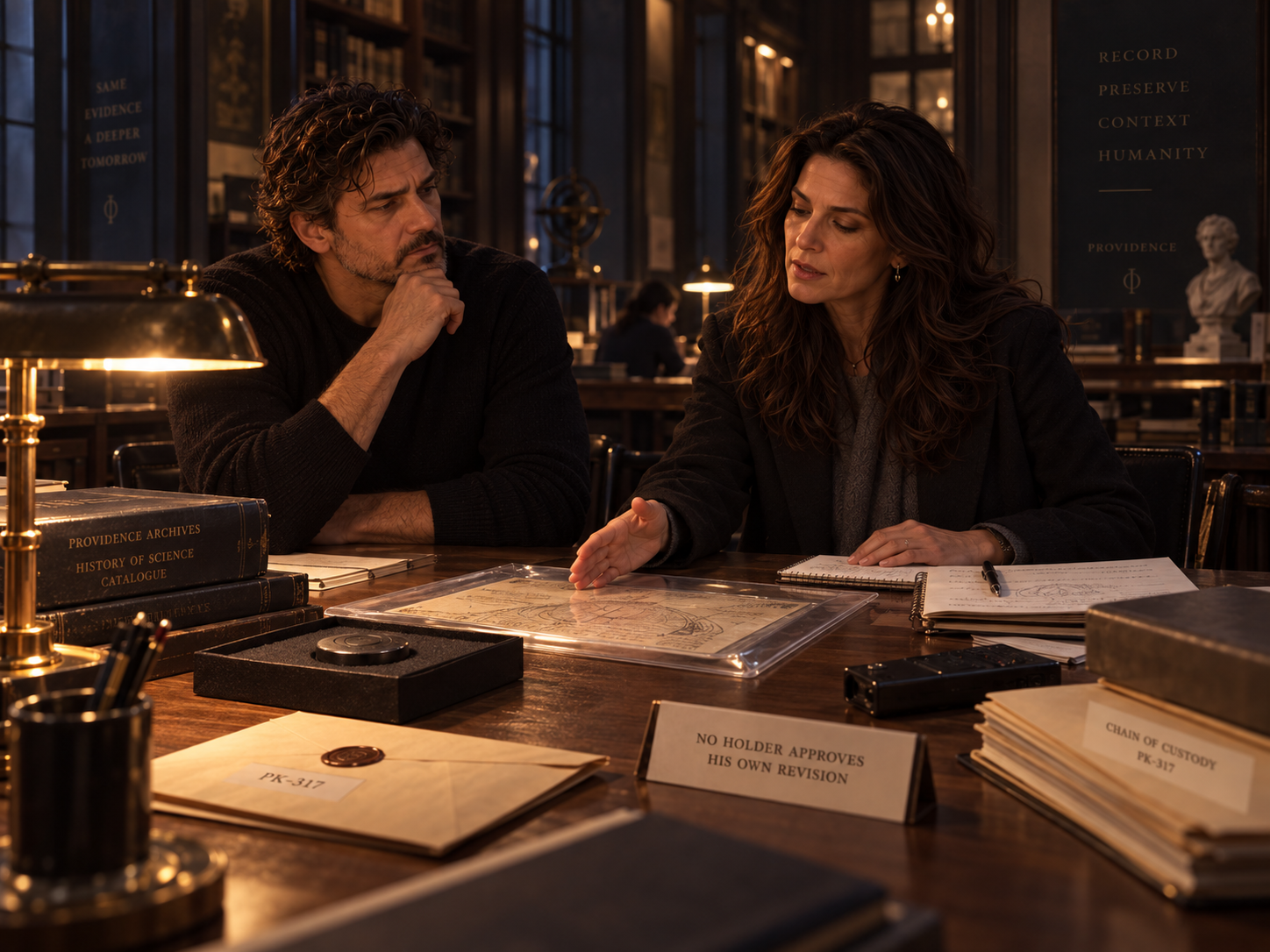 Xavier and Leora reviewing the Witness Key record