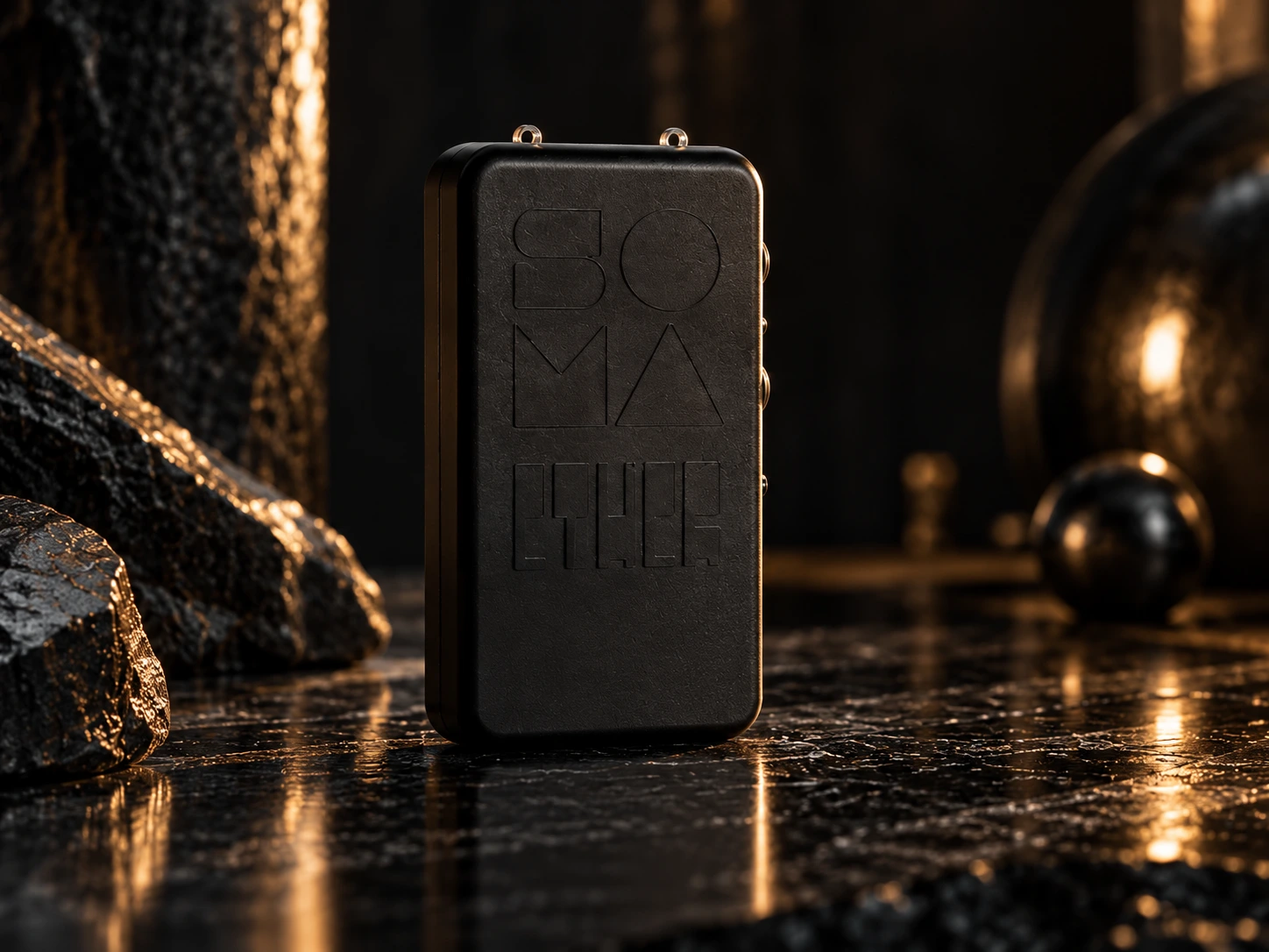 SOMA ETHER V2 in a dark Mercurial black-stone setting.